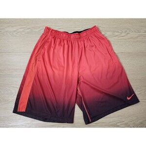 Nike Shorts Mens Large Orange Red Dri Fit Elastic Waist Activewear Swoosh Logo